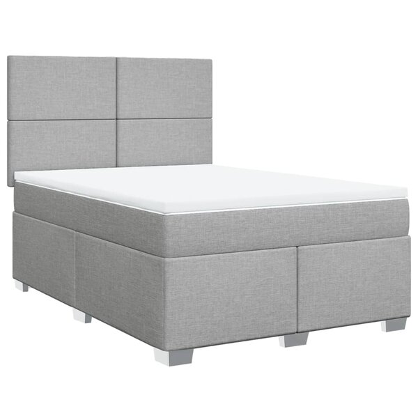 vidaXL Sommier à lattes de lit avec matelas Gris clair 160x200cm Tissu