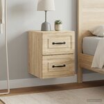 vidaXL Cabinet de chevet mural 2 pc Chêne Sonoma 34 5 x 33 x 40 cm