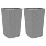 vidaXL Jardinières 2 Pièces gris clair 32 5x32 5x57 cm polypropylène