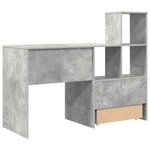 vidaXL Bureau Gris béton 131 5 x 50 x 106 5 cm Bois d'ingénierie