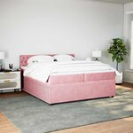 vidaXL Sommier à lattes de lit avec matelas Rose 200x200 cm Velours