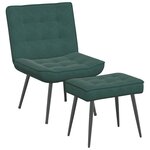vidaXL Chaise de relaxation avec tabouret Vert foncé Velours