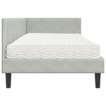 vidaXL Cadre de lit d'angle avec matelas 2 Pièces Gris clair Velours