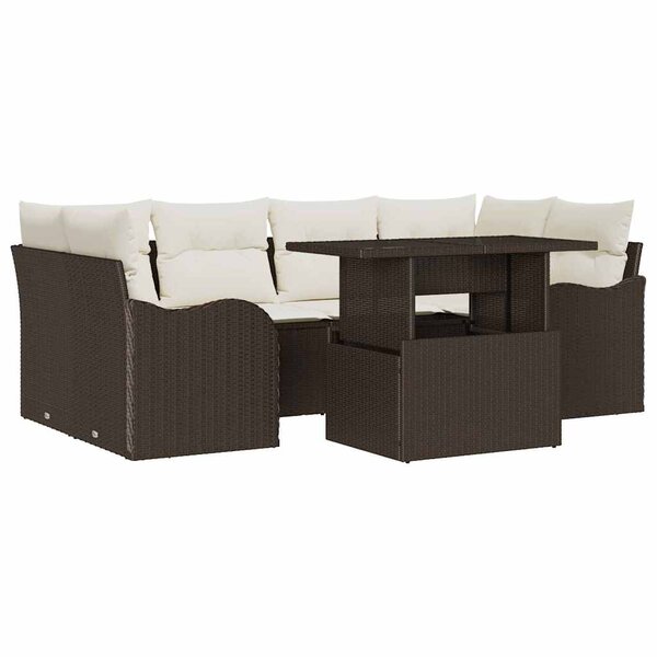 vidaXL Ensemble de canapé de jardin 7 Pièces Marron 234 x 122 5 x 85 cm