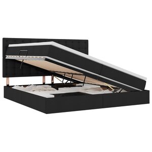 vidaXL Lit de rangement LED avec matelas Noir 200 x 200 cm Tissu