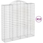 vidaXL Paniers à gabions arqués 12 Pièces 200x50x200/220 cm Fer galvanisé