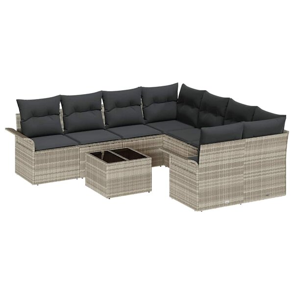 vidaXL Ensemble de canapé de jardin 9 Pièces Gris clair  Gris foncé
