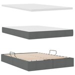 vidaXL Lit de rangement LED avec matelas Gris foncé 140 x 190 cm Tissu