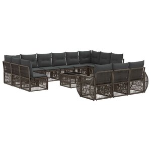 vidaXL Ensemble de canapé de jardin 14 Pièces Gris et Gris foncé