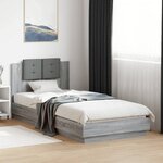 vidaXL Cadre de lit avec LED sans matelas sonoma gris 90x200 cm