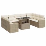 vidaXL Salon de jardin avec coussins 10 Pièces beige résine tressée