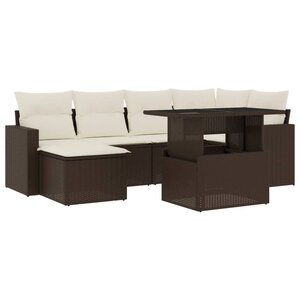 vidaXL Salon de jardin avec coussins 7 Pièces marron résine tressée