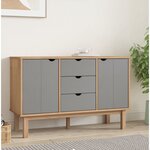 vidaXL Buffet OTTA Marron et gris 113 5x43x73 cm Bois massif pin