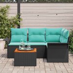 vidaXL Ensemble de canapé de jardin 5 Pièces Noir et turquoise