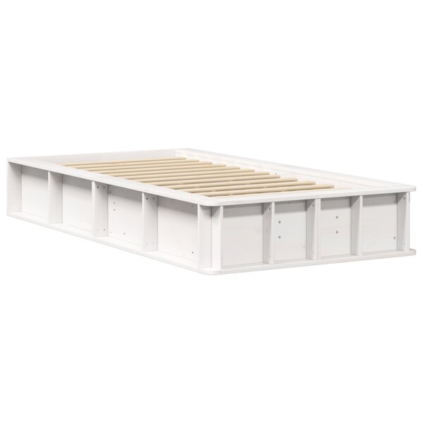 vidaXL Cadre de lit avec stockage Blanc 100 x 200 cm Bois massif