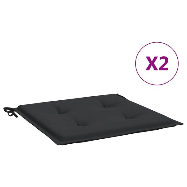 vidaXL Coussins de chaise jardin lot de 2 noir 40x40x4 cm tissu oxford