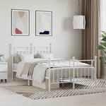 vidaXL Cadre de lit métal avec tête de lit/pied de lit blanc 120x200cm