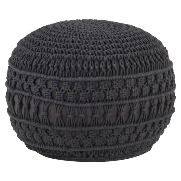 vidaXL Pouf fait à la main en macramé Anthracite 45x30 cm Coton