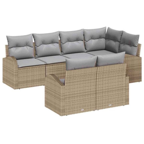 vidaXL Ensemble de canapé de jardin 7 Pièces Beige et Gris clair