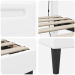 vidaXL Cadre de lit avec bandes LED Blanc 90 x 200 cm Simili cuir