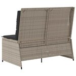 vidaXL Banc inclinable de jardin et coussins gris clair résine tressée