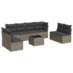 vidaXL Salon de jardin 9 Pièces avec coussins gris résine tressée