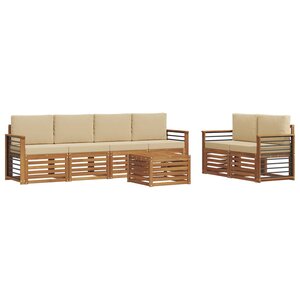 vidaXL Ensemble de canapés d'extérieur 7 pc Naturel et Beige