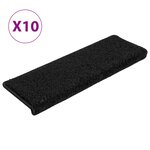 vidaXL Tapis d'escalier 10 Pièces 65x21x4 cm Noir