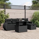 vidaXL Salon de jardin 6 Pièces avec coussins noir résine tressée