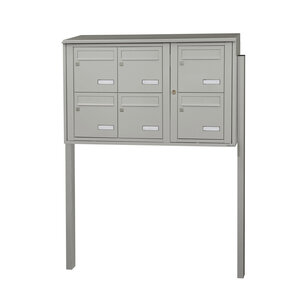 Bloc collectif leabox.com  3x2  grade 3  simple face  Extérieur  fixation sur pieds à sceller  Gris agate RAL 7038 finition brillante