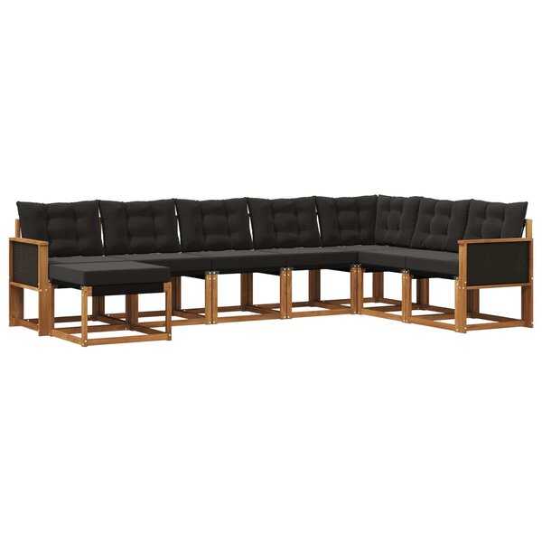 vidaXL Ensemble de canapés d'extérieur 8 pc Naturel et noir
