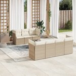 vidaXL Salon de jardin avec coussins 8 Pièces beige résine tressée