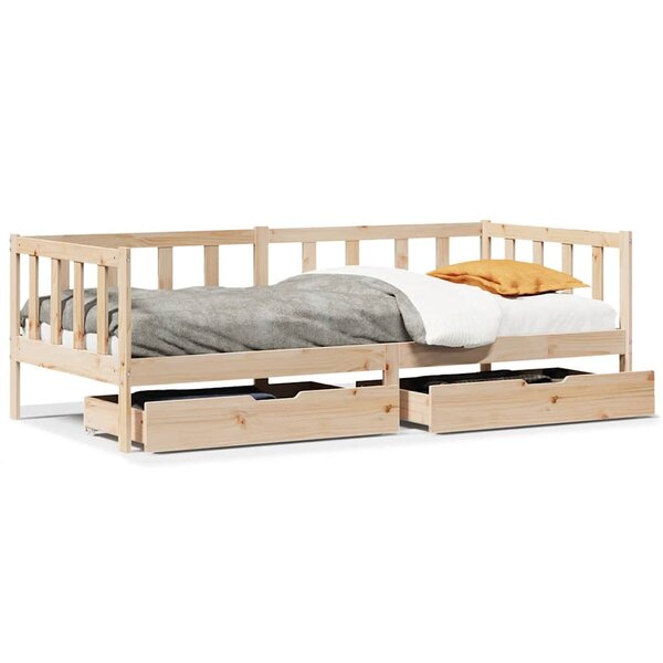vidaXL Lit de jour avec tiroirs sans matelas 90x200 cm bois massif