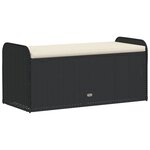 vidaXL Banc de rangement avec coussin noir 115x51x52 cm résine tressée