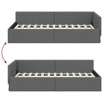 vidaXL Cadre de lit d'angle Gris foncé 100 cm x 200 cm tissu