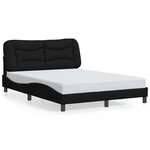 vidaXL Cadre de lit sans matelas Hvar noir 140x190 cm tissu
