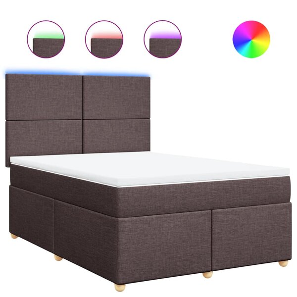 vidaXL Sommier à lattes de lit avec matelas Marron foncé 140x190 cm