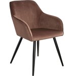 Lot de 6 chaises pieds noir siège de salon cuisine salle à manger design élégant velours marron 08_0000019