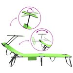 vidaXL Set de 2 Chaises Longues Pliantes avec Auvent Vert en Tissu Oxford 600D