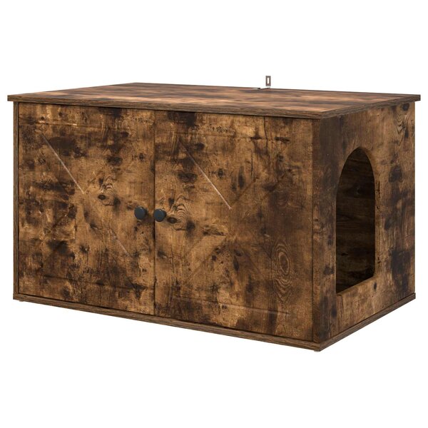 vidaXL Maison pour chat Chêne fumé 85 x 55 x 50 cm Bois d'ingénierie
