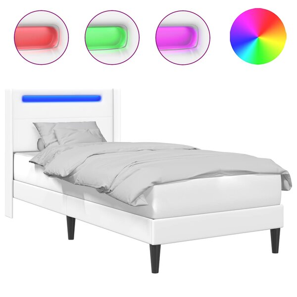 vidaXL Cadre de lit avec bandes LED Blanc 80 x 200 cm Simili cuir