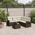 vidaXL Salon de jardin avec coussins 6 Pièces marron résine tressée
