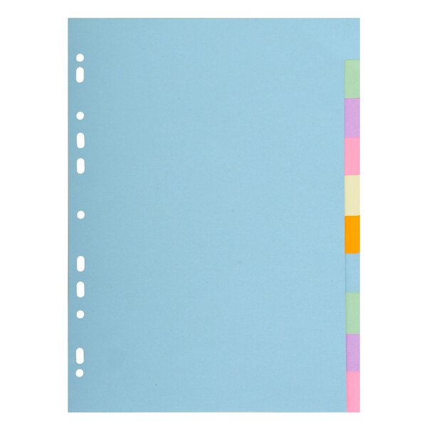 Intercalaires Carte Pastel 170g Forever 10 Positions - A4 - Couleurs Assorties - X 25 - Exacompta