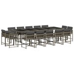 vidaXL Ensemble à manger de jardin 15 Pièces coussins gris résine tressée