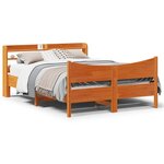 vidaXL Cadre de lit et tête de lit cire marron 120x200 cm bois de pin