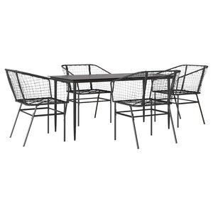 vidaXL Ensemble à manger de jardin 5 Pièces noir résine tressée verre