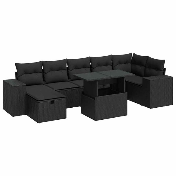 vidaXL Salon de jardin 5 Pièces avec coussins noir résine tressée
