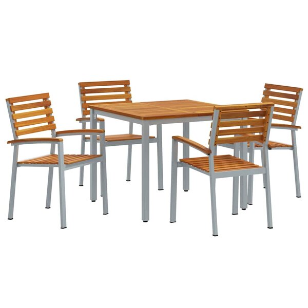 vidaXL Ensemble de salle à manger pour jardin 5 Pièces Gris et marron