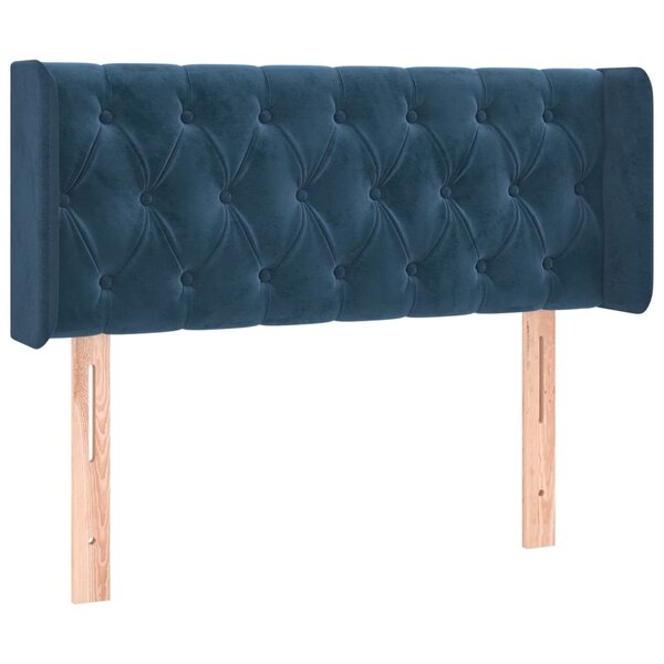 vidaXL Tête de lit avec oreilles Bleu foncé 103x16x78/88 cm Velours