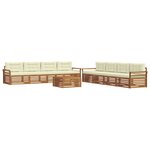 vidaXL Ensemble de canapés d'extérieur 9 pc Naturel et Crème
